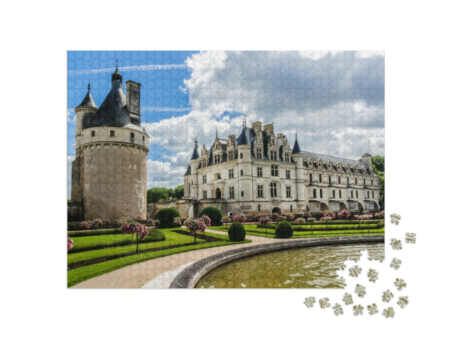 Puzzel 1000 stukjes „Kasteel van Chenonceau aan de rivier de Cher, Frankrijk“