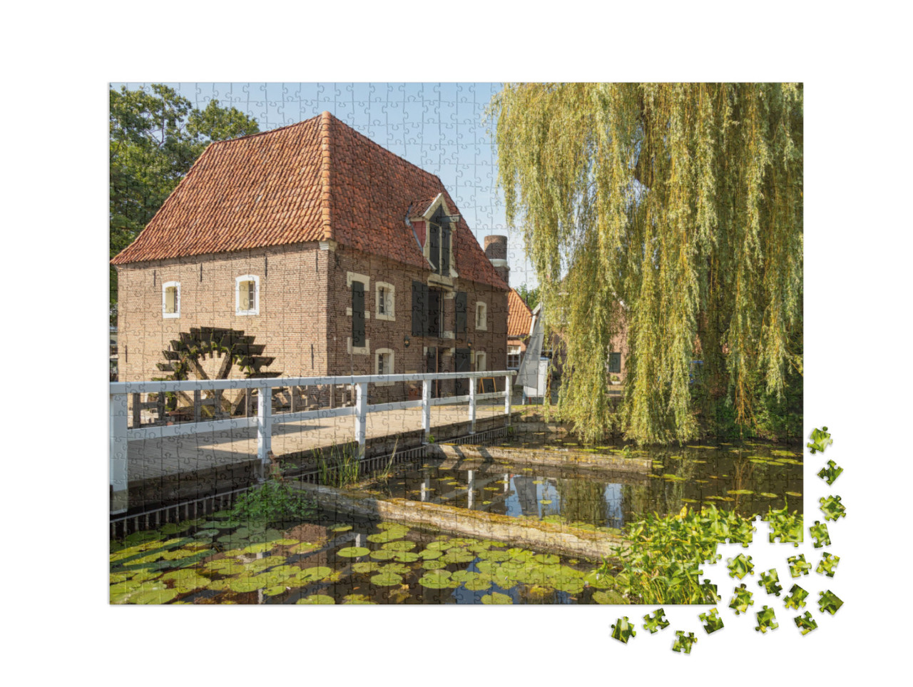 Puzzel 1000 stukjes XXL „Watermolen en sluis in het pittoreske dorpje Borculo in de Achterhoek“