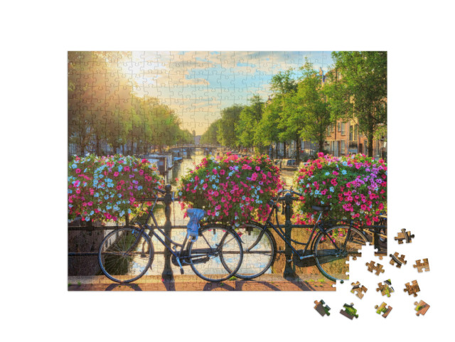 Puzzel 500 stukjes „Grachten in Amsterdam, UNESCO Werelderfgoed, Nederland“