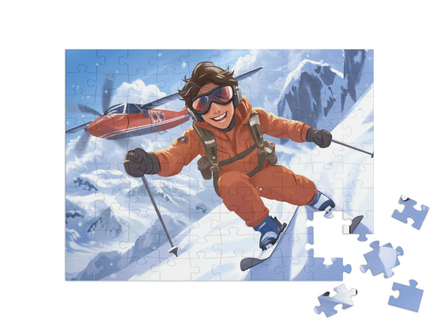 Puzzel 100 stukjes „Ski avontuur in de Alpen“