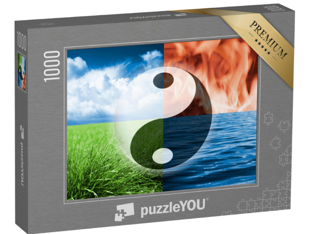 Puzzel 1000 stukjes „Yinyang bal tegen vier elementen“