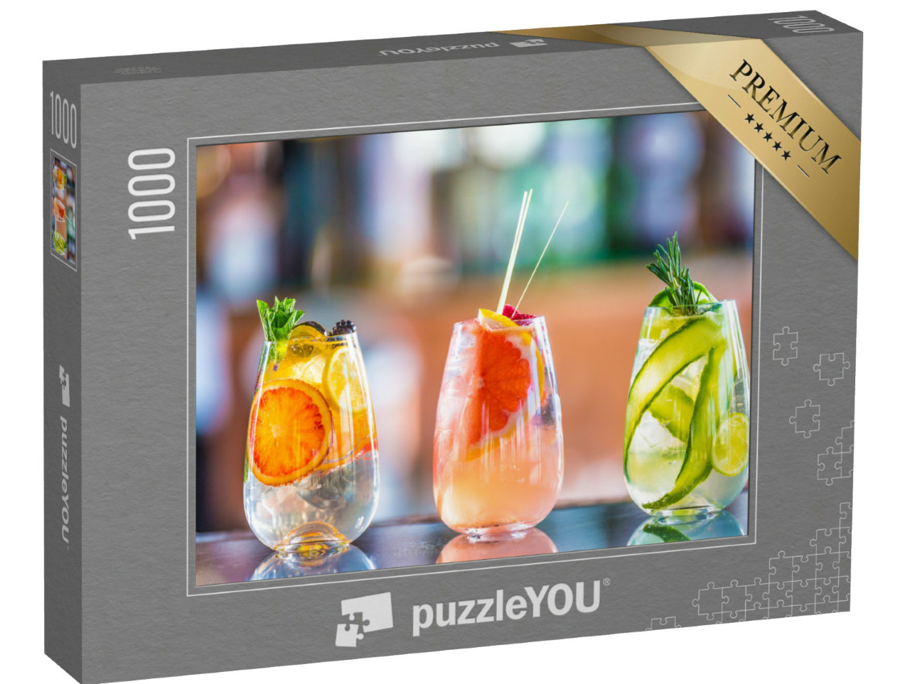 Puzzel 1000 stukjes „Gin- en toniccocktails in glazen op de bar“